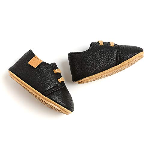 Hsdsbebe Baby Boys Girls Oxford Shoes Pu Leather Soft Rubber Sole Sneakers  Anti-Slip Toddler Ankle Boots Infant Walking Shoes Moccasins(M1976 Black,2) #TOP5