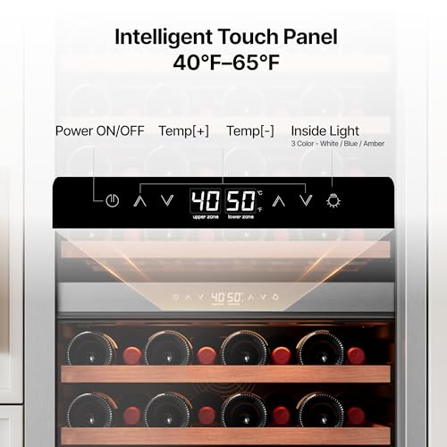 Image of Ca'Lefort 24 Inch Wine Fridge - 90 Bottle Wine Cooler Refrigerator | 55-Inch Tall Wine Cellar, Quiet Inverter Compressor, Precise 40-65F Temperature Control, Glide-Out Shelves & Storage Drawer