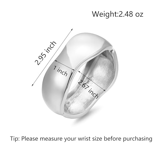 Gold/Silver Chunky Bangle Bracelets for Women Wide Cuff Bangle Wrist Cuff Bracelets Jewelry 5