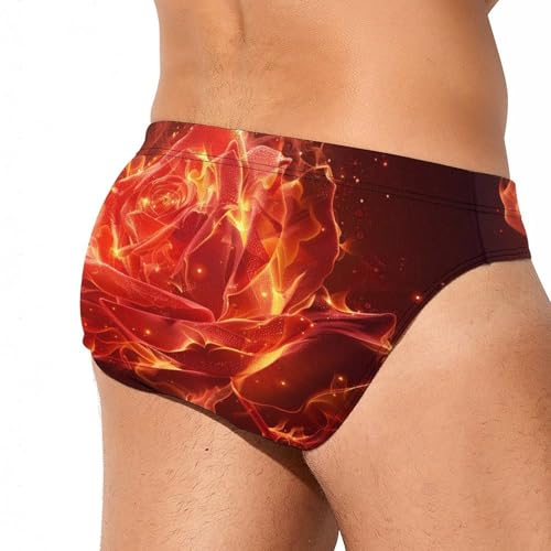 Burning Red Rose Novelty Men's Brief Swimwear Pants Swimming Trunks Beach Shorts Underwear3
