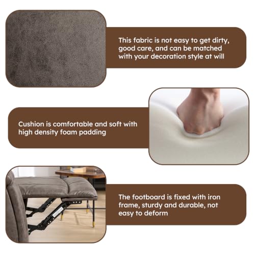 Image of CANMOV Manual Reclining Loveseat Sofa with Console,Faux Leather Double Recliner Loveseat Sofa with Hidden Storage and Cup Holders,Manual Recliner Loveseat Couch Set for Living Room,Grey