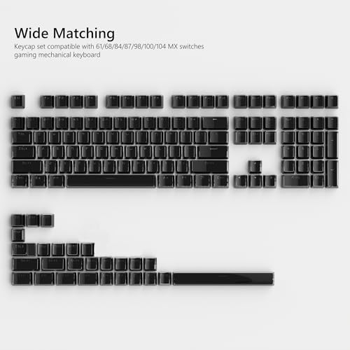 Image of Womier Keycaps - Black Jelly Keycaps, Crystal Shine Through Key caps | Custom Keycaps Set 60% 75% 100% Percent, 130 Keys OEM Profile for 61 /68 /84 /87 /98 /100 Cherry Gateron MX Mechanical (Black)