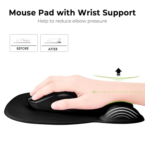 Image of EooCoo EC108MP Gaming Mouse Pad with Wrist Support, Non-Slip PU Base Mouse Mat for Internet Cafe, Home & Office