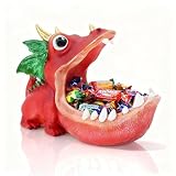MOYI Christmas Decoration Dinosaur Unique Statue Home Resin Figurine Fun Candy Dish,entryway Decorative Key Bowl,Big Mouth Sculpture Table Art Decor Sundries Container Storage Box for Living Room