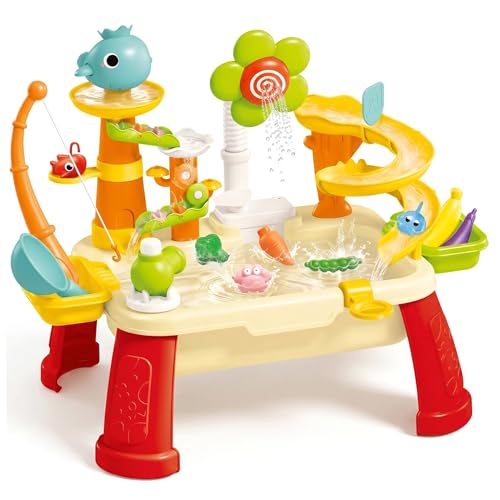 Lavabo de jeu rouge et table d'eau électrique pour tout-petits 1-3 ans
