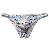 Men's Ice Silk Print Underwear One Piece Sexy Underpants Summer Floral Thongs Underwears Low Rise Br