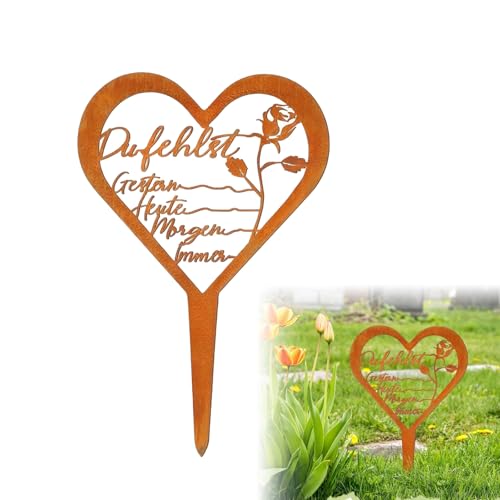 pilyero Decorazione per Tomba, Decorazioni Giardino per Esterno, Decorazione per Tomba a Forma di Cuore, In Metallo, Resistente Alle Intemperie, Antiruggine, Adatto per Giardini, Cimiteri (B)