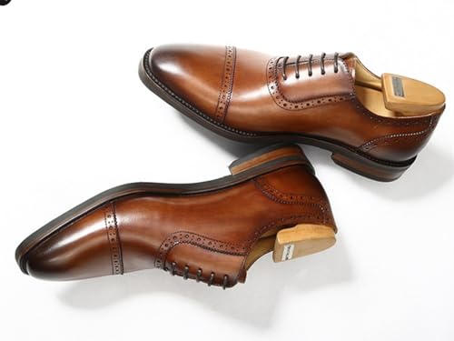 Men's Fashion Wingtip Pattern Oxford Shoes Retro Square Toe Breathable Comfort Leather Derby Shoes Lace Up Business Casual Shoes for Men4