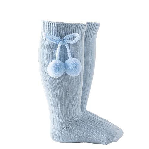 Conjunto de regalo niño niño niño bebé niña sólido rodilla calcetines altos medias medias longitud media pantorrilla calcetín bebé calcetines niña antideslizante, azul claro, 3-12 meses