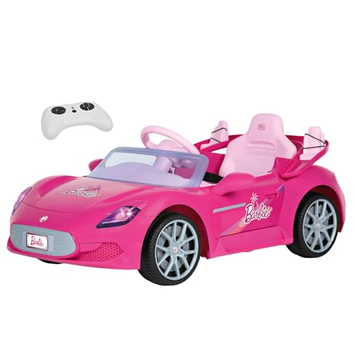 Peg Perego Barbie Voiture électrique télécommandée pour tout-petits, voiture jouet alimentée par batterie 12 V avec télécommande et mode manuel, double sièges...