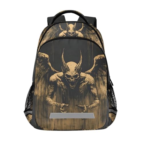 Kids Backpacks-Devil with Wings, Large Capacity Student Book Bag for Boys Girls with Chest Buckle 11.6×7×16.7 Inch