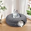 Cat Caves for Indoor Cats, Large Cat Tunnel for Multiple & Large Cats, Scratch Detachable Peekaboo Cat Cave Bed, Kitten Donut Kitty Hideaway Up to 45 Lbs #5