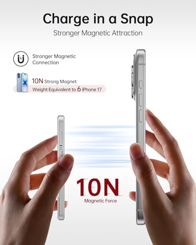 Image of iWALK Magsafe Portable Charger 5,000mAh, Ultra-Slim Magnetic Wireless Power Bank with LED Display, PD 20W USB-C Fast Charging Battery Pack, Compatible with iPhone 17 /17 Pro /16 /15 /14 /13 Series, White