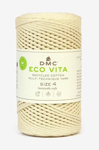 DMC Eco Vita 4, White Crochet Knitting Macrame Yarn, 250g