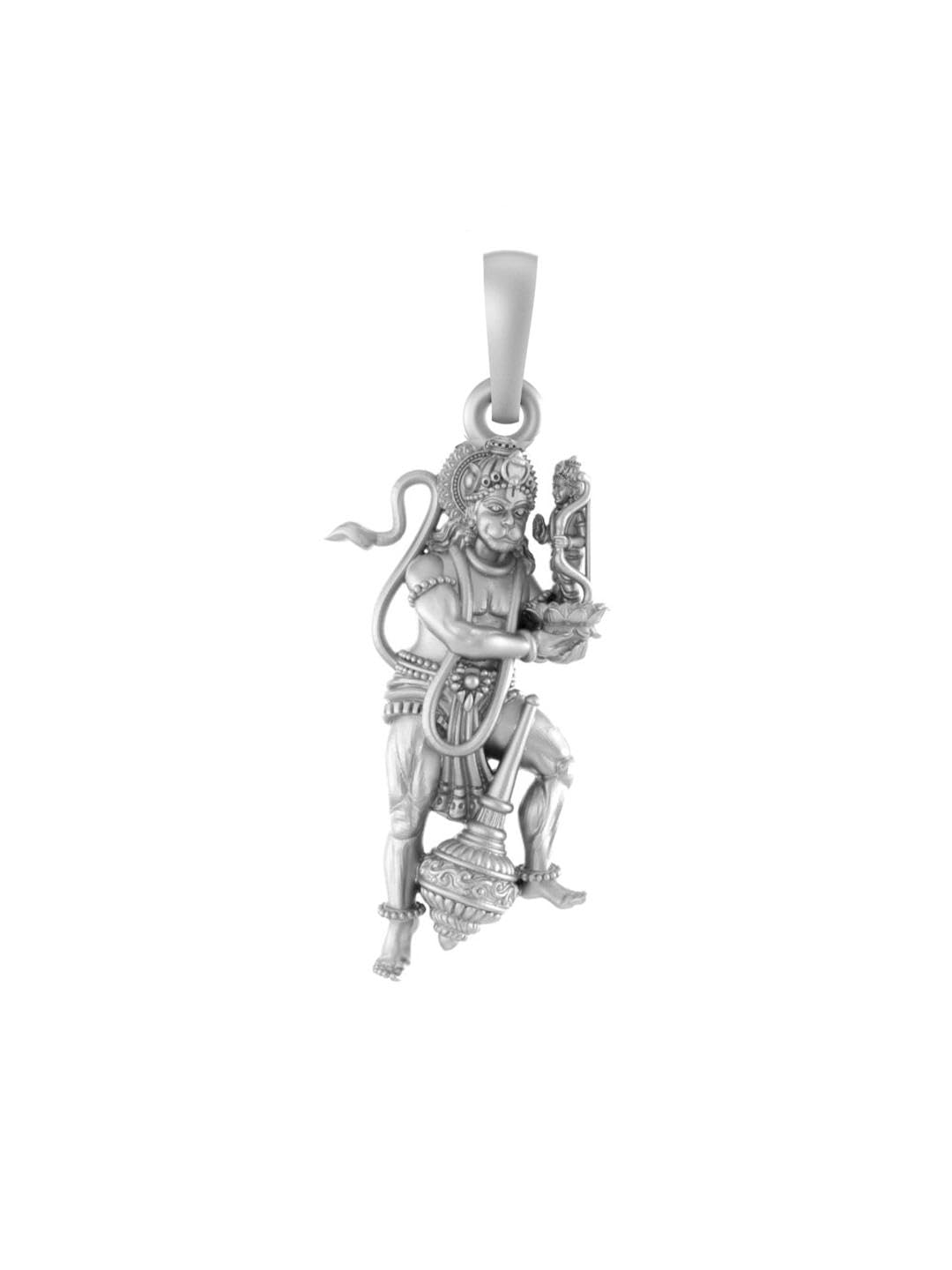 Sterling Silver (92.5% purity) God Ram Bhakat Hanuman Pendant for Men & Women Pure Silver Bhagwan Shri Ram and Hanuman Locket for Good Health & Wealth-image-23