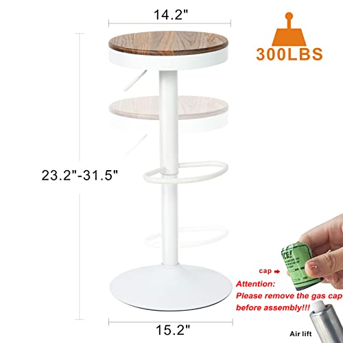 Youtaste White Bar Stools Set Of 2 Wood Rustic Breakfast Adjustable Counter Height Bar Stool Metal Swivel High Top Bar Chairs For Kitchen Island #TOP1
