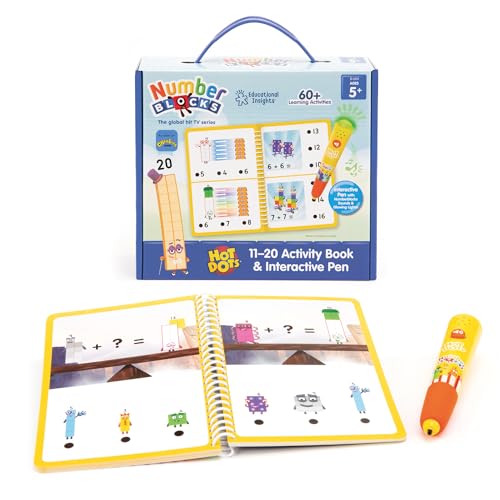 Learning Resources - Libro de Actividades Numberblocks del 11 al 20 y bolígrafo Interactivo Hot Dots®, Incluye más de 60 Ejercicios, Regalo niños niñas, 5 6 7 años y +