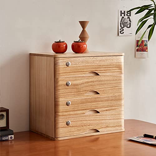 GTATBTG Caja de almacenamiento de escritorio con cajones, archivador de escritorio con cerradura, archivador plano de madera para el hogar, pequeño cajón de escritorio, gabinete de almacenamiento de