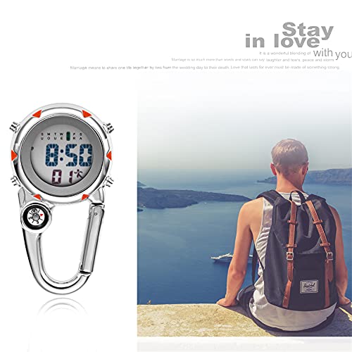 Image of JewelryWe Men Women Digital Clip Watch Mini Microlight Backpack Buckle Belt fob Watches for Rock Climbing Doctors Nurses Chefs for Mother's Day