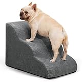 Aodisman Dog Ramp and Stairs for Small Dogs & Cats,3-Step Pet Stairs for Couch Sofa and Chair,Indoor Anti-Slip Dog Stairs for Old Cats and Puppy,Grey