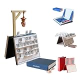3D Style Magnetic Board Game Book Collection, 4 Assorted Tabletop Games for Adults: Chess, Sea Battle, Four in a Row & Cowboy Theme Word Guessing Game, Bookshelf Edition (Hangmans)