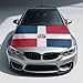 Dominican Republic Flag Car Hood Cover 4X5 Ft Polyester Spandex Elastic Fabrics, Universal Fit for Car, SUV, or Van