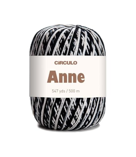 Image of CIRCULO Anne Yarn for Crocheting & Knitting, 100% Mercerized Brazilian Virgin Cotton, Soft Fingering Weight, 547 Yds, 5.19 Oz - Color 9016 Zebra