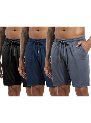 Image of SlumberMee Mens Cooling Pajamas Set Soft Bamboo-like Viscose Short Sleeve Sleepwear 2 Piece Lounge Set for Hot Sleepers