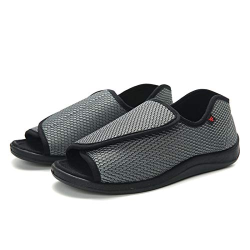 Zapatos para Personas Mayores de Ancho, con Zapatos para Caminar Ajustables de Espuma viscoelástica, para Diabetes y pies hinchados, Gris, 48