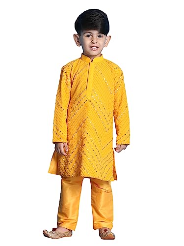 Image of VASTRAMAY Boys' Kurta Pyjama Set | Georgette Kids Ethnic Festive Outfit | Traditional Outfit