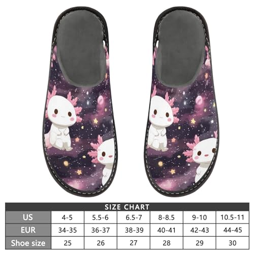 Slippers for Women Cute White Axolotl on Space Soft Fuzzy Women's Slippers Indoor and Outdoor Shoes3