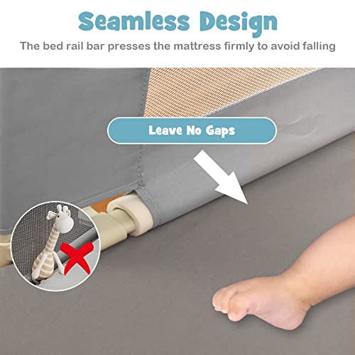Image of BABY JOY Bed Rail for Toddlers, 77'' Extra Long, Height Adjustable & Foldable Baby Bed Rail Guard w /Storage Pocket & Double Safety Child Lock for Kids Twin Double Full Size Queen King Mattress (Gray)