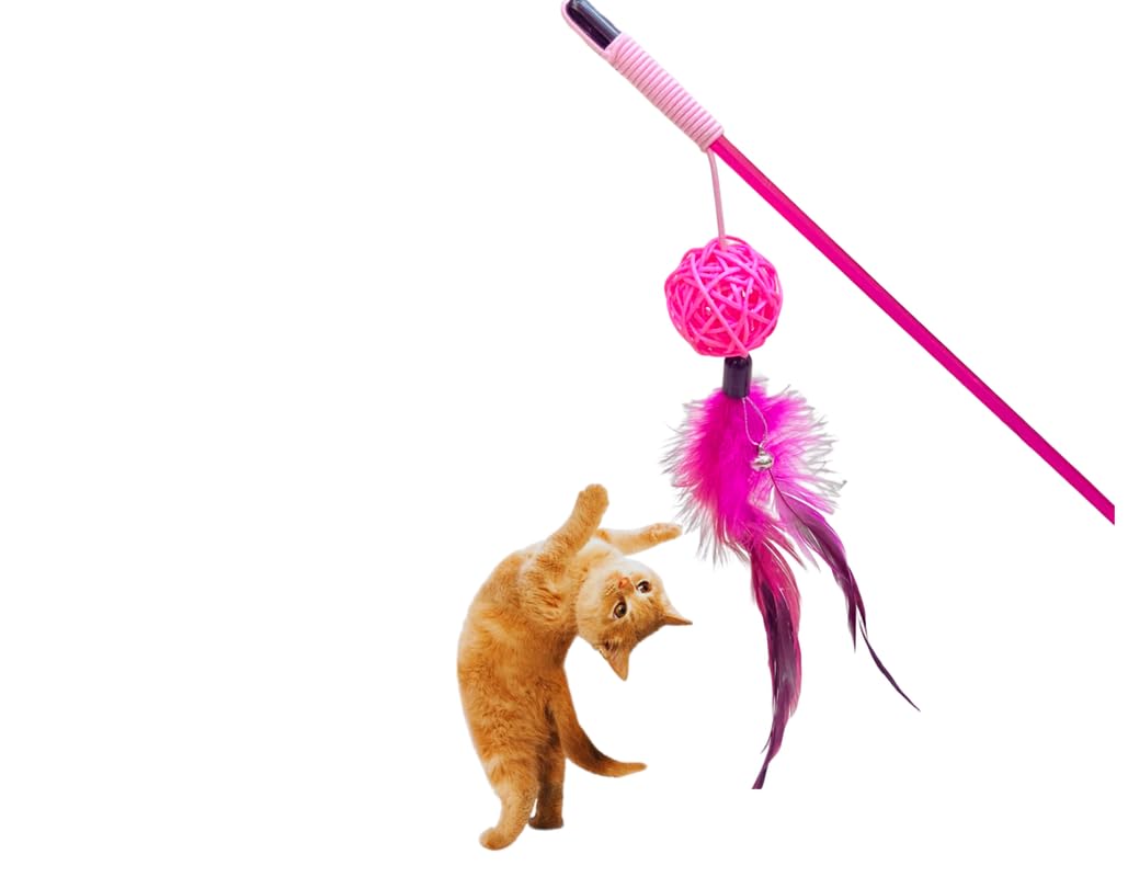 PSK PET MART Feather Teaser Cat Toy, Interactive Feather Wand Cat Toy Flying Feather Cat Catcher (B0D37YGXR4) Amazon Price History, Amazon Price Tracker