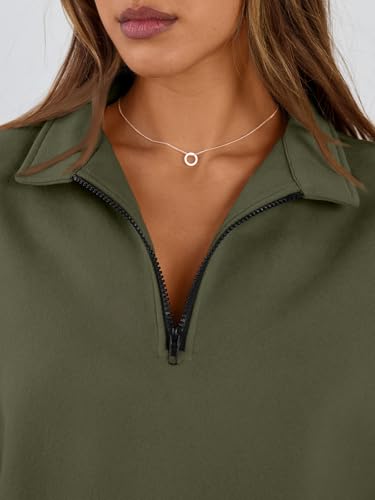 Image of Trendy Queen Women's Oversized Sweatshirts Half Quarter Zip Fleece Sweaters | Soft Cozy Zip Pullover, Comfort Warm Sweaters for Fall Winter, Fashion Mock Neck Outfits