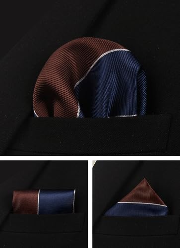 Image of Striped Plaid Polka Dot Mens Tie Formal Necktie Pocket Squares Ties Clips Cufflinks Classic for Men Set