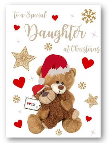 Second Ave Biglietto Di Auguri Natalizio Per Nipote Con Orsetto E Cuore - Carta Di Lino Premium 350 G/m², Con Busta - Formato A5 (210x148 Mm) - 5