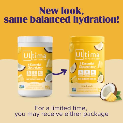 Image of Ultima Replenisher Mocktini Electrolyte Powder Drink Mix - Sugar Free - Piña Colada, 90 Servings - Hydration Powder with 6 Electrolytes and Trace Minerals - Keto Friendly, Non-GMO
