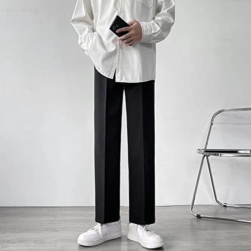 Men Pendant Loose Straight Wide Leg Suit Pants Solid Dress Pants Flat Front Classic Fit Business Stretch Pant4