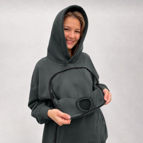 Pet Pouch Hoodie for Women with Pocket Cat Dogs & Snack Carrier Hoodies - image 5