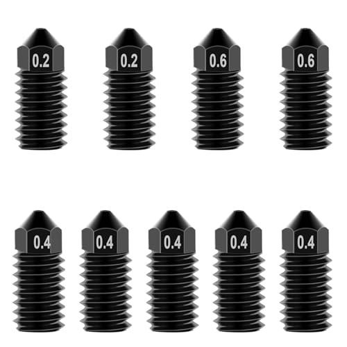 9Pcs A1 Nozzles kit, A1 Mini 0.2/0.4/0.6mm Hardened Steel Nozzles Compatible for Bambu Lab A1/A1 Mini Extruder Hotend 3D