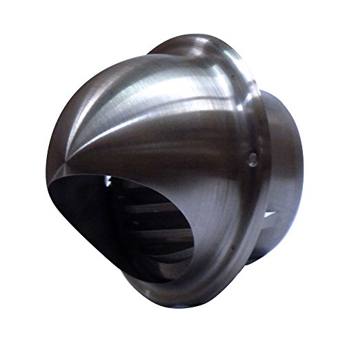 Airflow 125mm Edelstahl Wandhaube mit Lamellen & Insektenschutz – Wetterfestes Lüftungsgitter für Zu- & Abluft – Inkl. Dichtmittel, Schrauben & Tropfkante