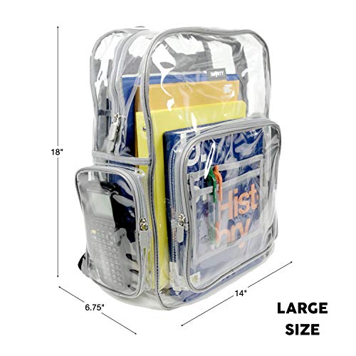 SMARTY Large Heavy Duty Clear Backpack V6 Durable Transparent See Through Bag (Gray, Clear Bottom)2