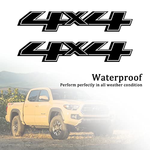 Image of 4X4 Car Decal Stickers 2Pcs, Auto Decoration Accessories Emblem Replacements Fit Ford F-150 F-250 F-350 Tacoma Tundra Ram Silverado Truck Pickup SUV, with Squeegee 1Pcs, Black