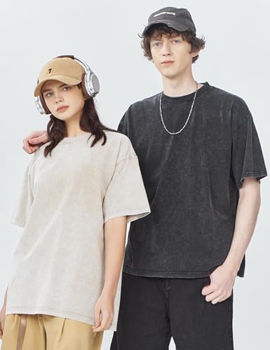 Image of Arssm Men Oversized T Shirts Vintage Tee Loose Fit Short Sleeve Casual Streetwear Baggy Washed Unisex Tops