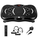 EVOLAND Vibration Plate Exercise Machine, 12mm Vibration Amplitude Whole Body Workout Fitness Trainer, 5 Program Modes, Bluetooth Speaker, Resistance Bands for Home Fitness and Toning