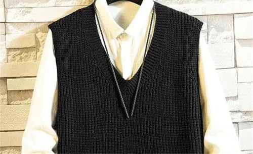 Men's Solid Color V-Neck Knit Sweater Vest Sleeveless Pullover Waistcoat Basic Classic Top3