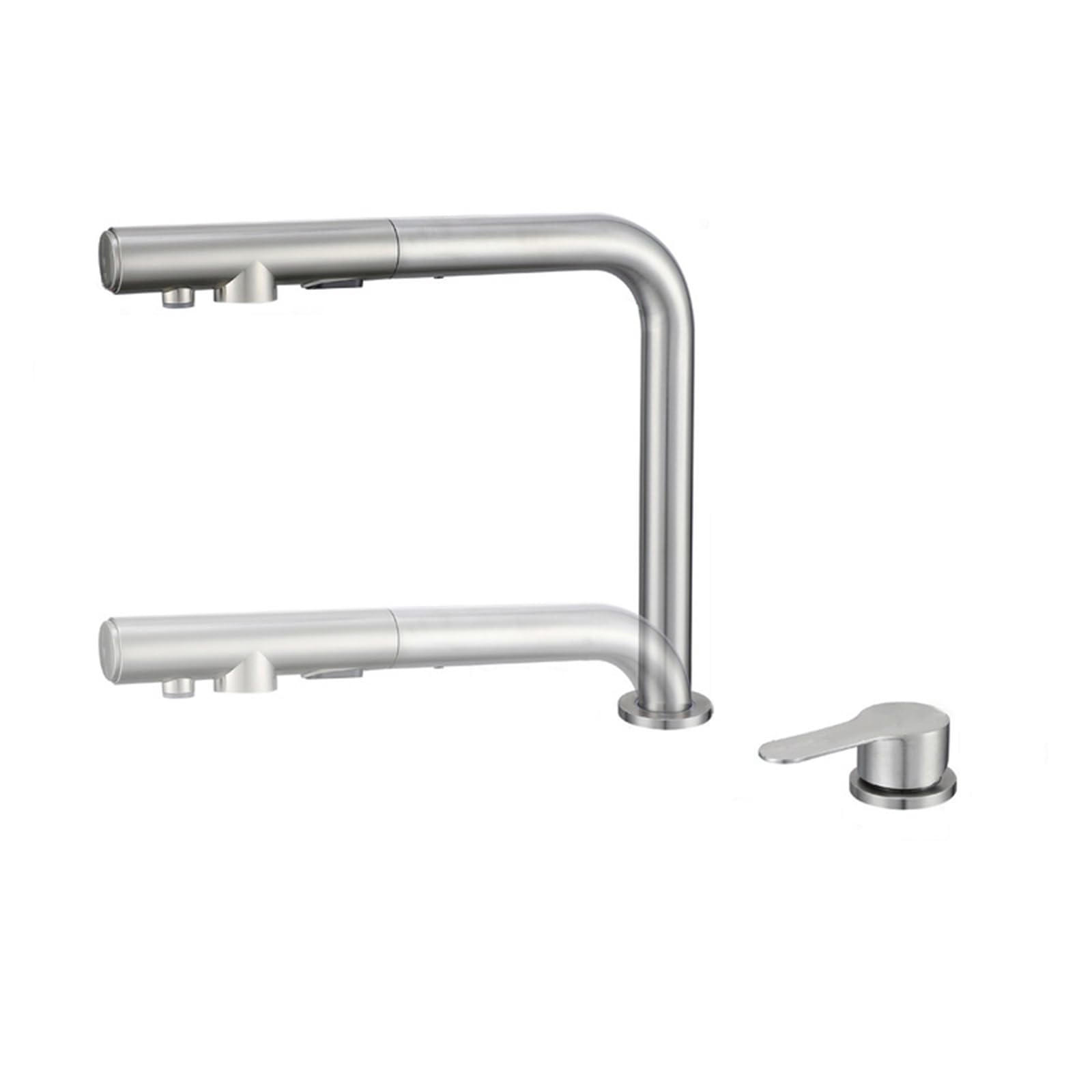 XJTNLB Grifo Cocina 3 Vias Osmosis Extraible Cepillado Grifo de Cocina Fregadero Bajo Ventana Giratorio A 360° Grifo Camper