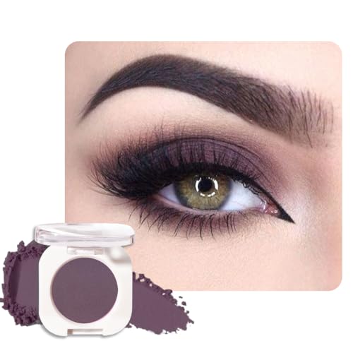 HHLTOH Eggplant Purple Matte Single Eyeshadow Deep Dark Mauve Plum Purple Matte Eyeshadow Palette Makeup Neutral Powde Eye Shadow for Mature Skin Pigmented Waterproof Vegan & Cruelty-Free