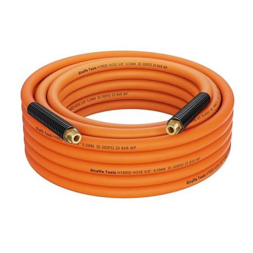 Giraffe Hybrid Air Hose, 3/8 inch x 25 ft, 1/4 in. MNPT Fittings, 300 PSI Heavy Duty, Lightweight Air Compressor Hose