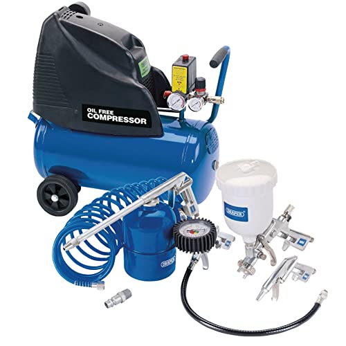 Image of Draper DA25/4314AK Oilfree 24L Comp.+ 5PC Air Kit, Blue